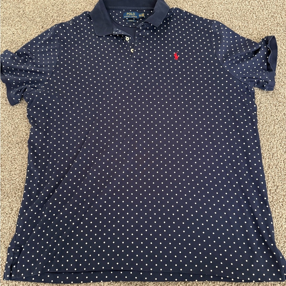 Polo Ralph Lauren Navy Polka Dot Classic Polo - Picture 4 of 4